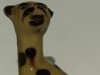 Watcombe Yowling Cat, 3ins, in cream glaze with green/brown blobs