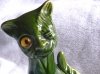 Aller Vale 6ins Winking Cat green glaze, \'the most common of cats\'