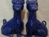 z Aller Vale pair of Pug Dogs, blue glaze, 9ins