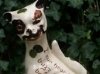 Watcombe Cat in cream glaze and brown/green blobs. Modelled with a Bee over his eye and \'I can hear the dull buzz of the bee\'