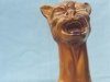 Watcombe Yowling Cat 12ins in amber glaze