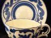 Aller Vale Pottery unusual-shape Cup & Saucer with C1 scroll pattern