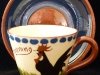 Aller Vale Pottery, Cup and Saucer with black cockerel