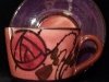 Watcombe Pottery Cup and Saucer with \'Mackintosh Rose\' pattern