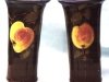 Pair of Daison Art Pottery Vases decorated with Apples on black ground