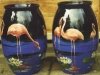 Daison Art Pottery pair of Vases decorated with Flamingoes by Harry Birbeck, (see picture on page 96 of Art of the South Devon Potters) 12