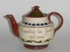 Longpark Pottery Teapot showing motto