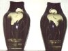 Longpark Art Pottery pair of 12ins Vases decorated with storks on blue ground