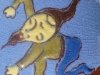 Aller Vale Pixy slip decorated on blue ground