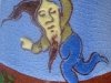 Aller Vale Pixy slip decorated on blue ground