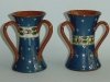 Watcombe Vases with ladybird pattern on blue ground, pattern code N6
