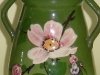 Watcombe pair of Vases with shrub rose on green ground