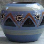 Blue Vase decorated by Deirdre Wood
