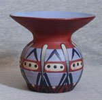 Blue Babbacombe Pottery vase with unusual decoration 5” high